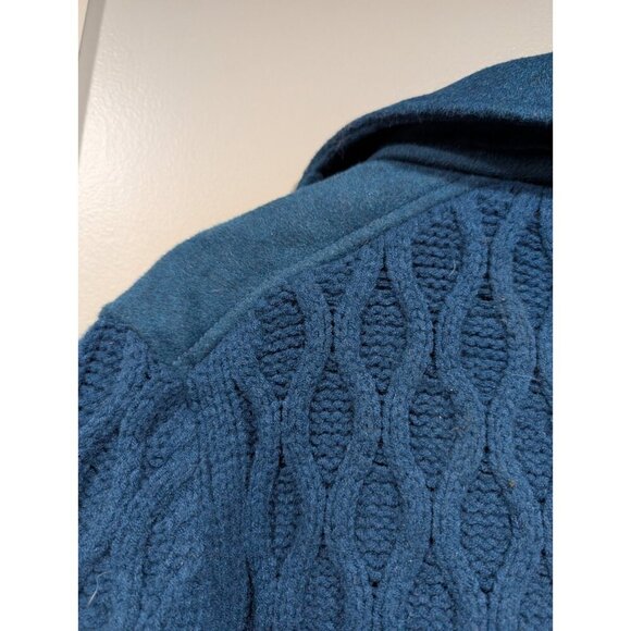 NEW ANN TAYLOR $198 SEA STORM BLUE MIXED MEDIA CABLE COATIGAN JACKET SZ LARGE - Picture 15 of 16